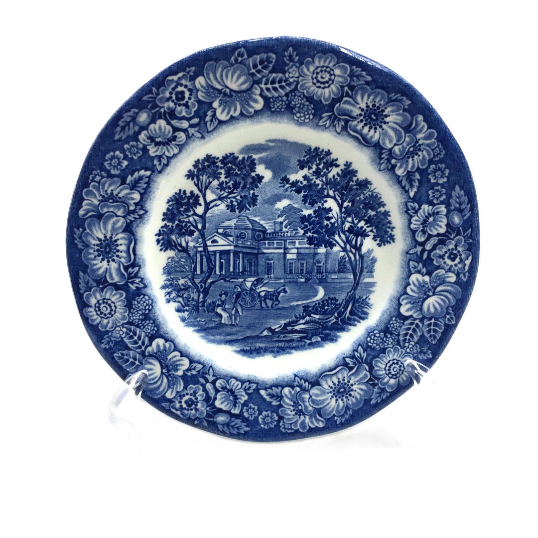 Vintage Cobalt Blue English Transferware Plate With Hanger Mid Century ...