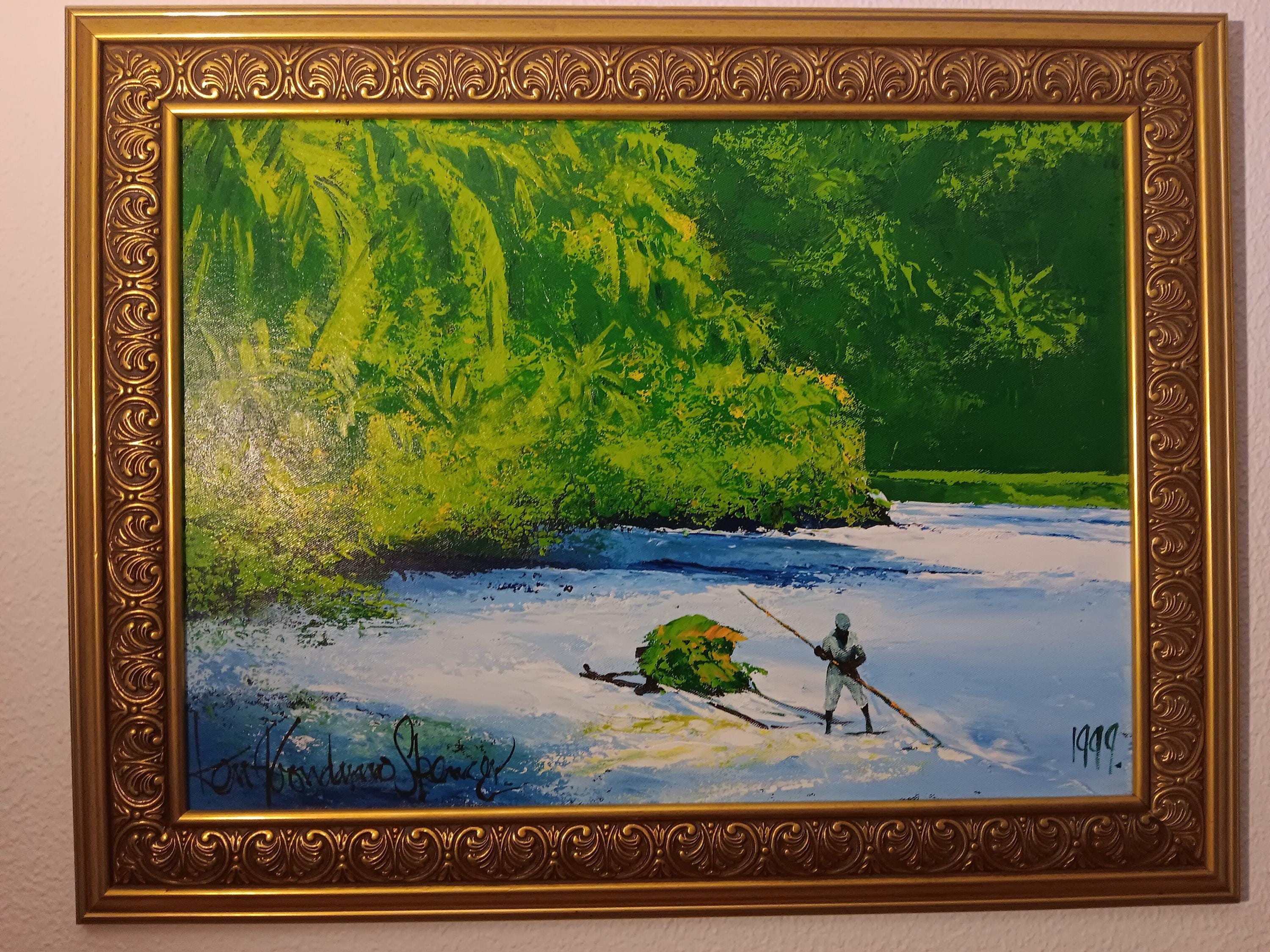 Original Gold-gilt Framed Paintings by Jamaican Artist Ken