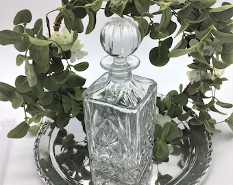 Vintage Crystal Liquor Decanter with Stopper: Elegant Housewarming or Wedding Gift for Entertaining
