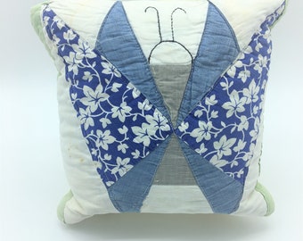 Antique Quilt Pillow | Baby Nursery Pillow | Handstitched Antique Quilt Pillow | Butterfly Pillow