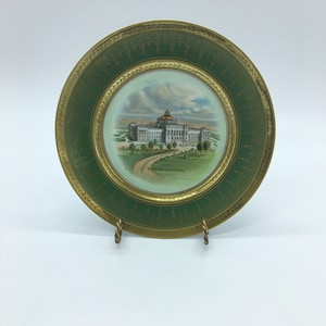 Vintage Bavarian Porcelain Plate with Gold Detailing for French Country Display