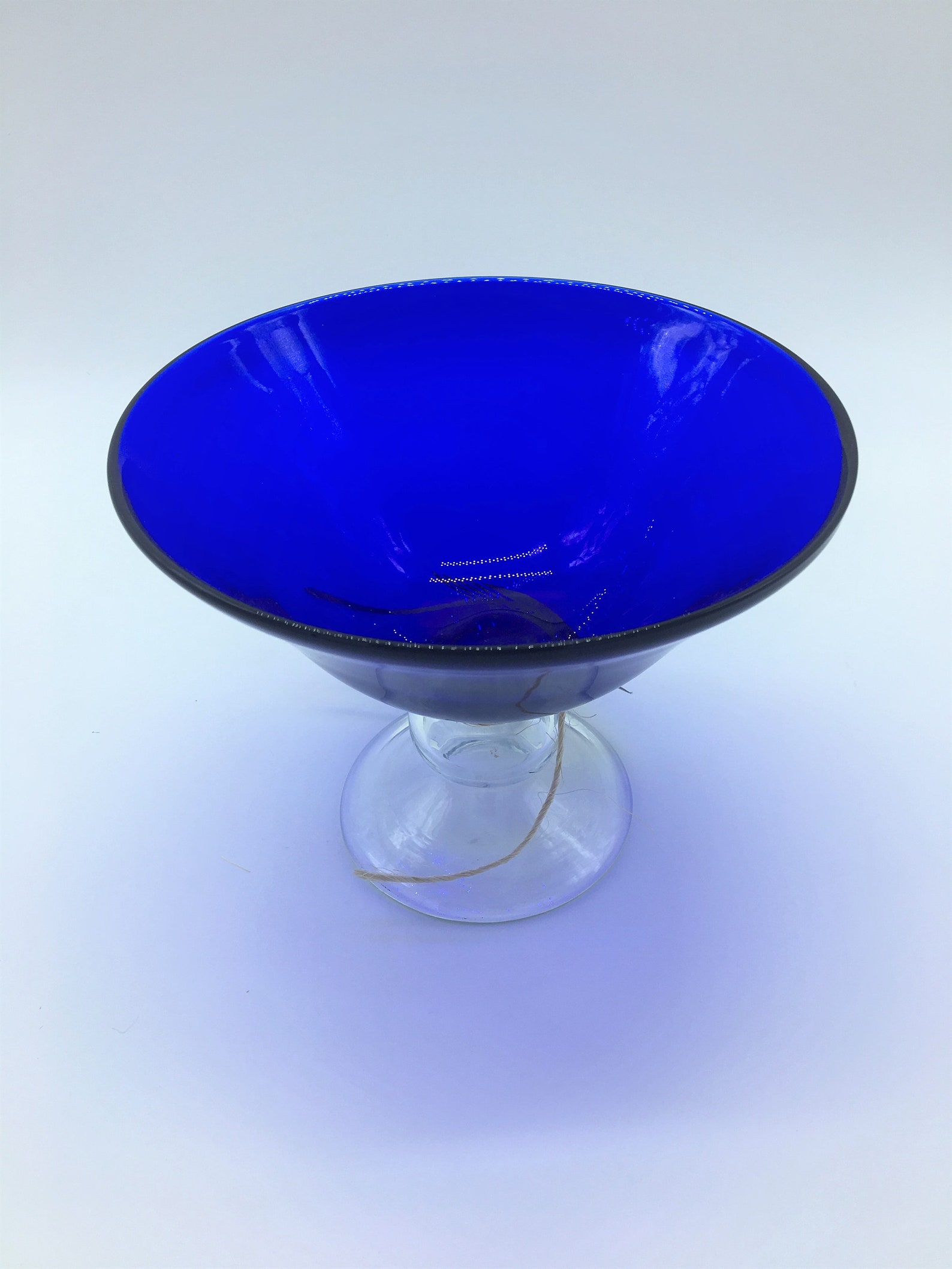 Cobalt Blue Glass Pedestal Bowl Centerpiece Dessert Bowl Etsy