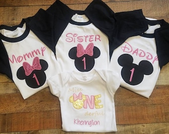 minnie mouse 1st birthday family shirts