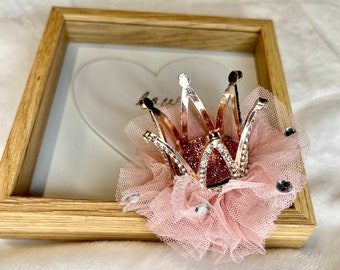 Baby crown, 1st birthday , half birthday crown, pink tulle crown, mini crown