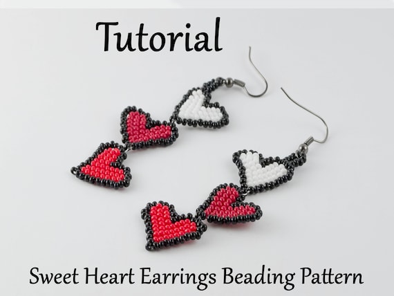 Three Heart Beaded Earrings Three Heart Beaded Earrings