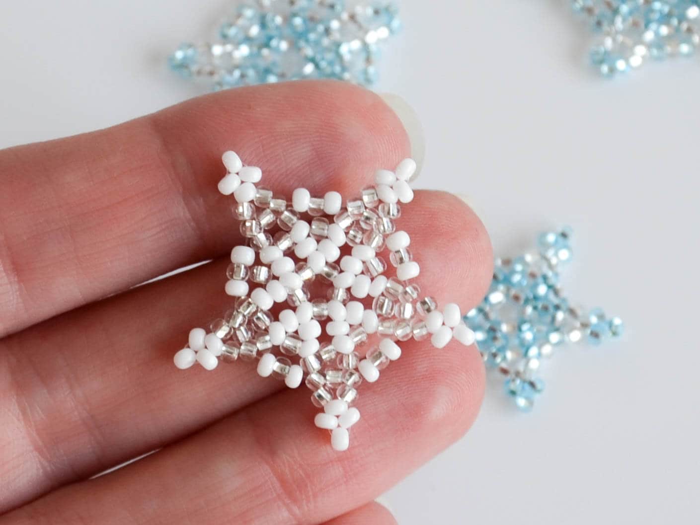Beaded Snowflake Tutorial Set Pendant Ornament Earrings Beading ...