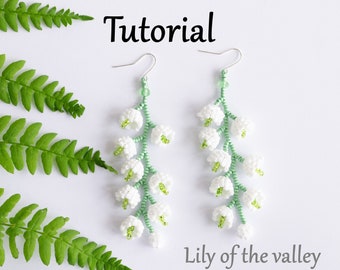 How to Make Lily of the Valley Dangle Earrings, Beaded Flower Tutorial, Seed Bead Jewelry Pattern PDF, DIY Earrings, Beginner Beading Class