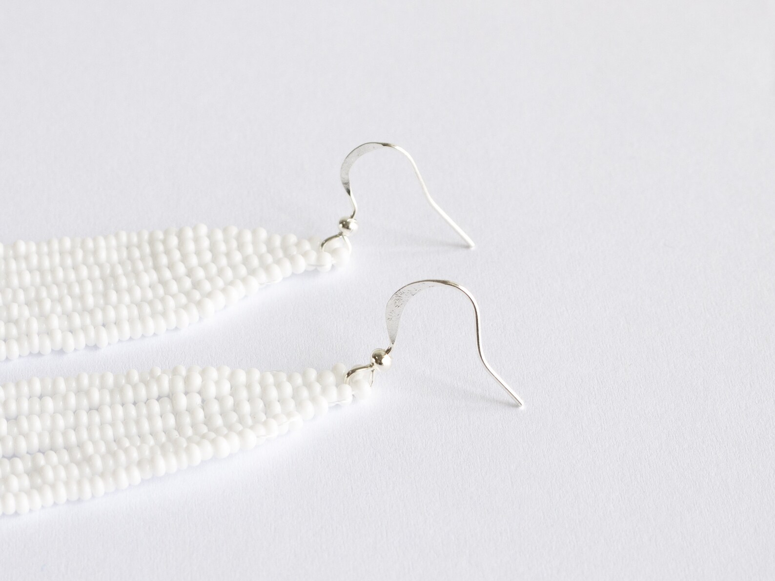White Extra Long Earrings Shoulder Duster Earrings Etsy