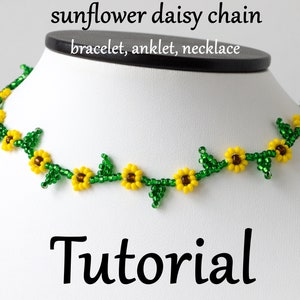 Beading tutorial Daisy Chain beaded bracelet - How to make seed bead choker anklet necklace beadweaving - Jewelry making beadwork pattern