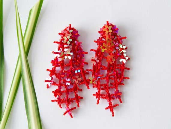 Oscar de la clearance renta red earrings