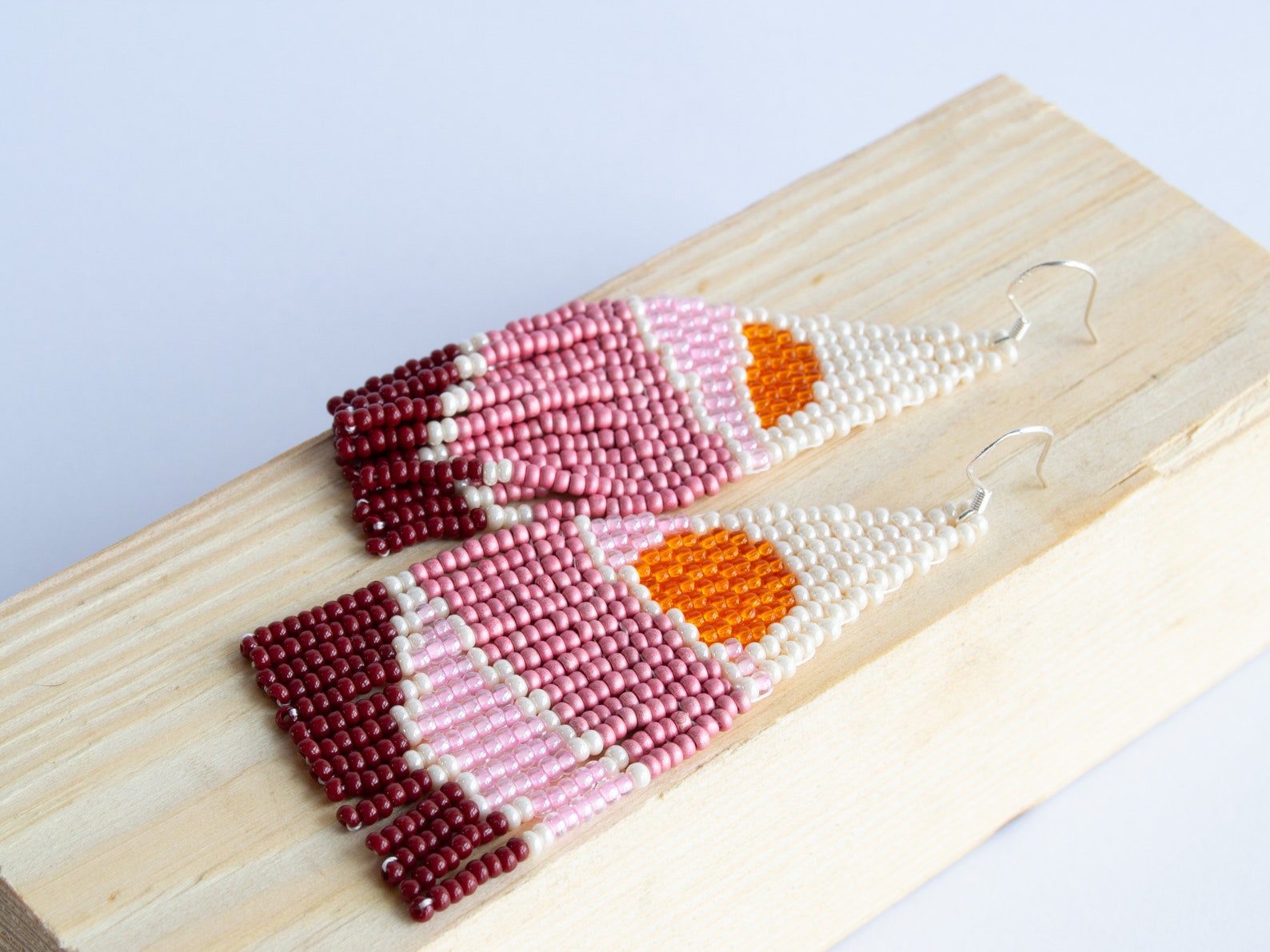 Beaded fringe earrings Long beaded earrings Summer Sun Etsy