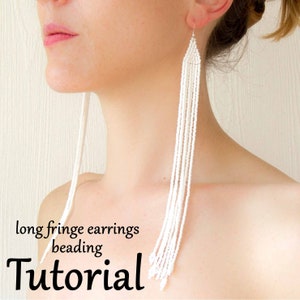 Beaded Fringe Earrings Tutorial, Seed Bead DIY, Beading Tutorial, How To Make earrings, Beading Pattern PDF with step-by-step instructions