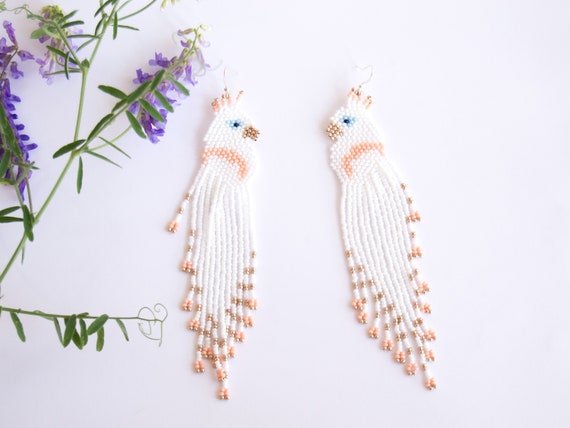 Tropical bird earrings Boho Earrings Beach earrings Statement earrings