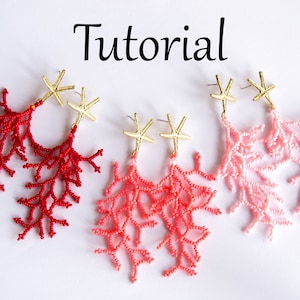 Beading tutorial Coral beaded earrings - How to make seed bead earrings - Coraling Technique beadweaving - Jewelry making beadwork pattern