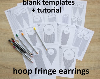 Bead Template, Hoop Fringe Beading Graph, Blank templates Paper graph pattern, Design hoop fringe earrings pattern PDF Instant download SET1