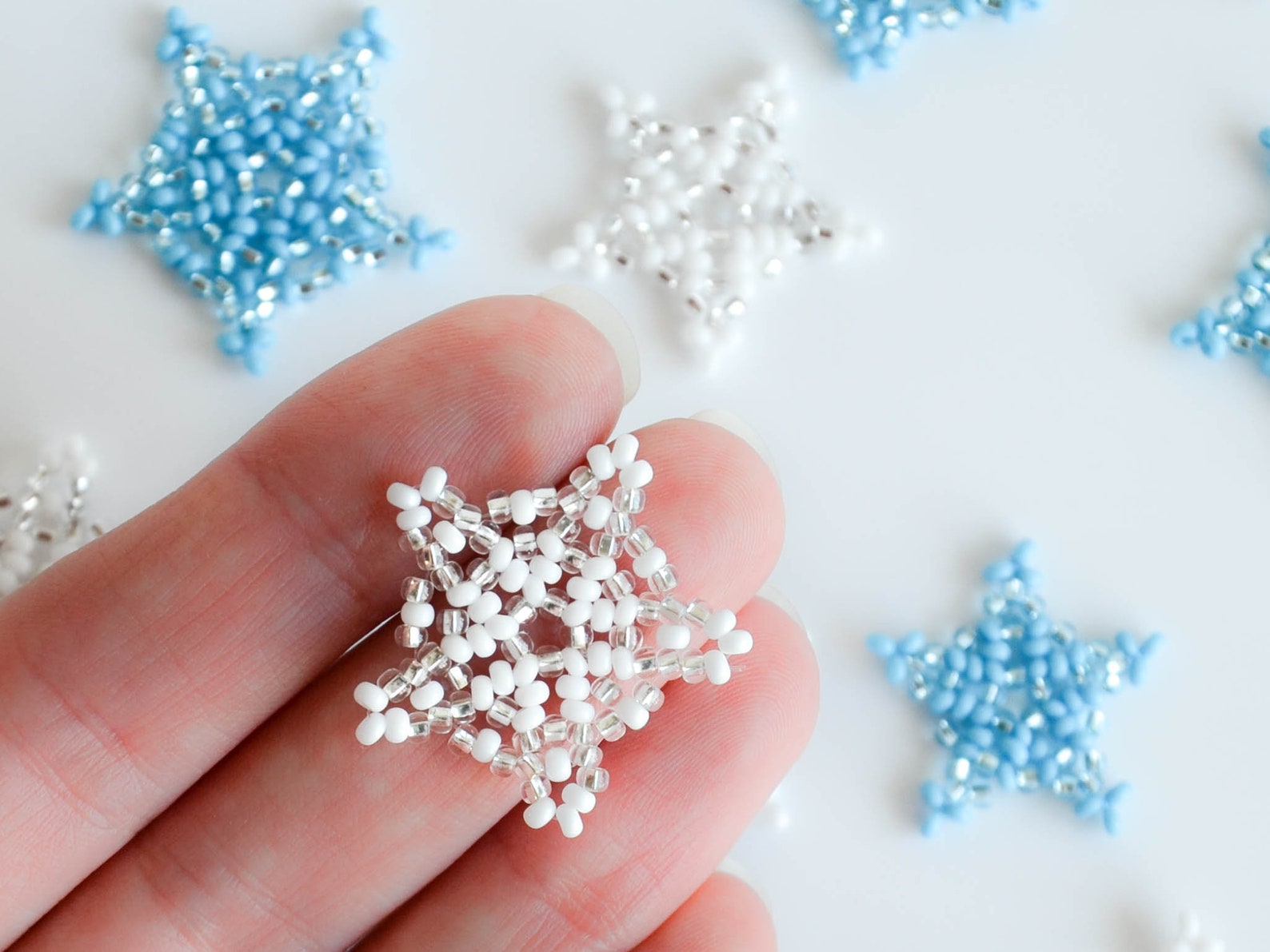 Beaded Snowflake Tutorial Set Pendant Ornament Earrings Beading ...