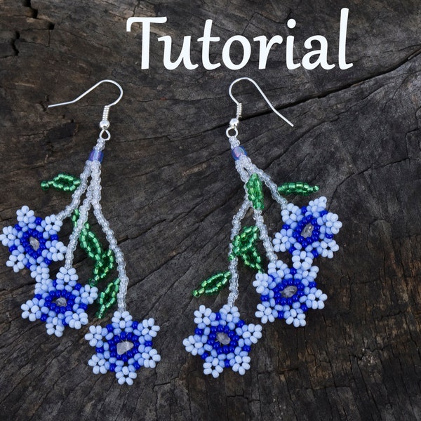 Huichol flower earrings Beading tutorial Seed bead earrings How to make beadweaving Beaded earrings beadwork pattern PDF instruction digital