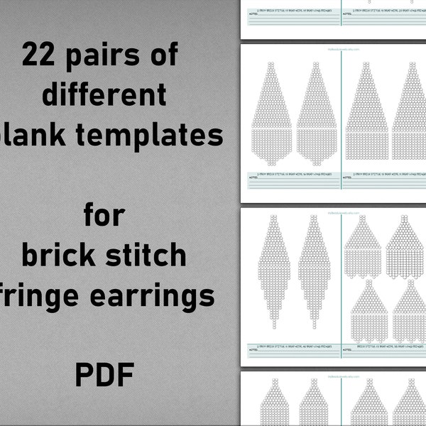 Bead template - Beaded fringe earring Beading graph - Blank template - Paper graph pattern - Design seed bead fringe earrings - PDF download