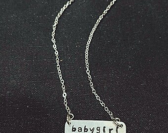 Hand Stamped Babygirl Necklace, 18in Chain