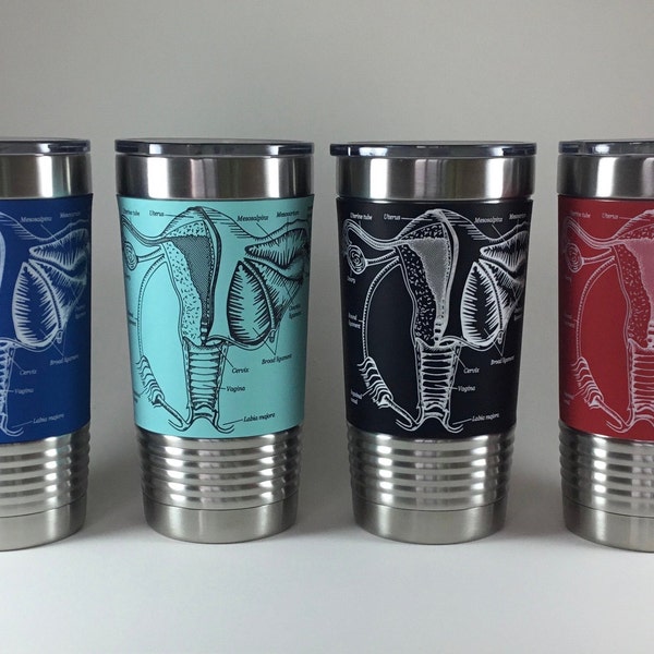 Uterus Anatomy Tumbler | OBGYN Gift | Midwife Gift | Gynecologist Gift | Travel Coffee Cup | Stainless Steel Cup | Doula