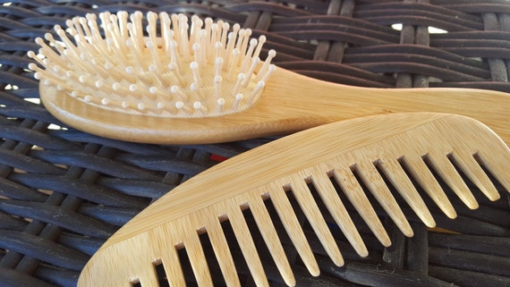 Bamboo Detangling Hairbrush and Comb Set for All Hair Types - Etsy Bamboo Detangling Hairbrush and Comb Set for All Hair Types - Etsy
