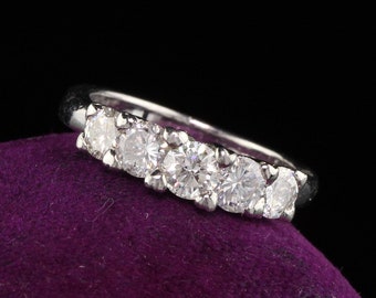 Estate Platinum Five Stone Diamond Ring - Size 7