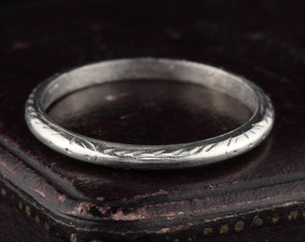 Antike Art Deco Platin graviert Hochzeitsband - Größe 5,75