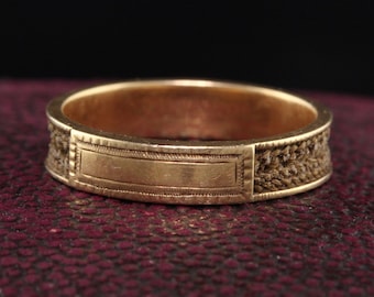 Antieke Victoriaanse 14K geelgouden rouwhaarbandring - maat 5,25