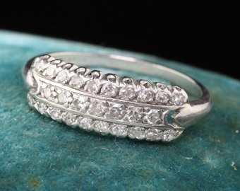 Antique Art Deco Platinum Diamond Half Eternity Band - Size 6.5