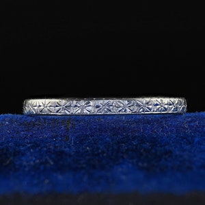 Antique Art Deco Orange Blossom 18k White Gold  Engraved Wedding Band Circa 1928