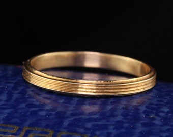 Antique Art Deco 14K Yellow Gold Engraved Wedding Band - Size 6 1/2