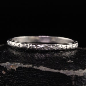 Antique Art Deco Platinum Engraved Wedding Band - Size 5