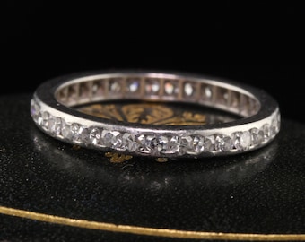 Antique Art Deco Platinum Single Cut Diamond Eternity Band - Taglia 5.25