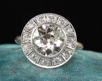 Antique Edwardian 18k Gold Platinum Old Euro Diamond Engagement Ring - Gia