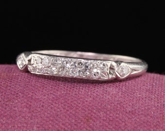 Circa 1937 - Art Deco Platinum Diamond Engraved Band - Size 6.5