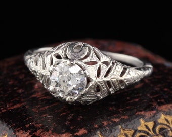 Antique Art Deco Platinum Diamond Engagement Ring