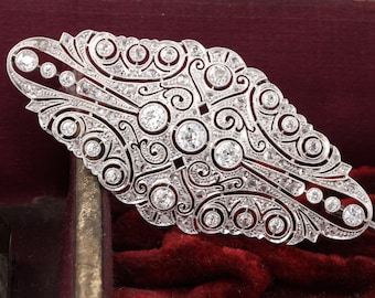 Antique Art Deco Platinum & Diamond Brooch
