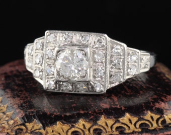 Antique Art Deco Platinum & Diamond Engagement Ring