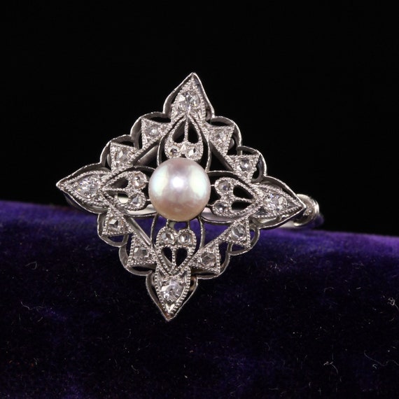 Antique Edwardian French Platinum Rose Cut Diamond