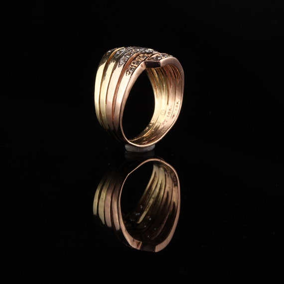 Estate 14K Two-Tone Gold Diamond Ring - image 5