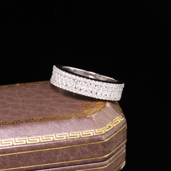 Estate 14K White Gold Diamond Band - image 1