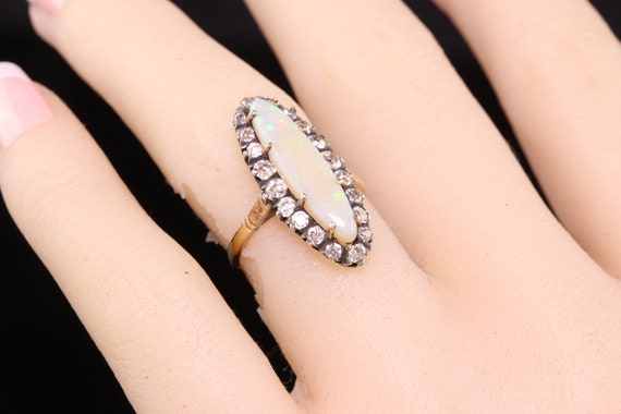 Oro Vintage Ovale Arancio Fuoco Opale Diamante Simulato Anello di