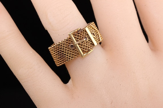 Rare Vintage Ring Mesh Wrap Belt Ferrara Hand Buckle Pewter Ring Mesh Belt – THE WAY WE WORE main image 4