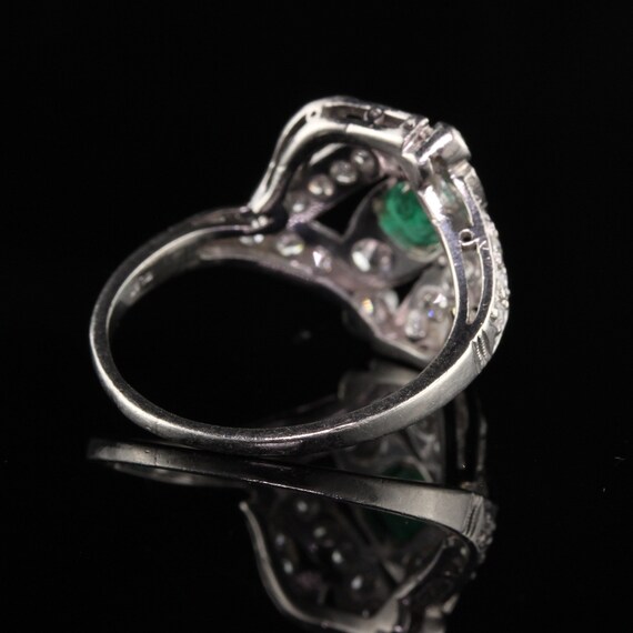 Antique Art Deco Platinum Emerald Old European Di… - image 4