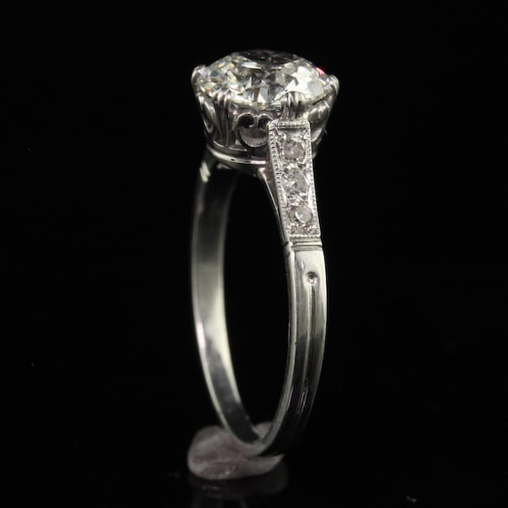 Antique Art Deco Platinum Old European Cut Diamon… - image 7