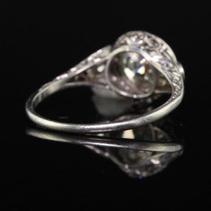 Antique Edwardian Platinum Old European Diamond Filigree Engagement Ring - Gia