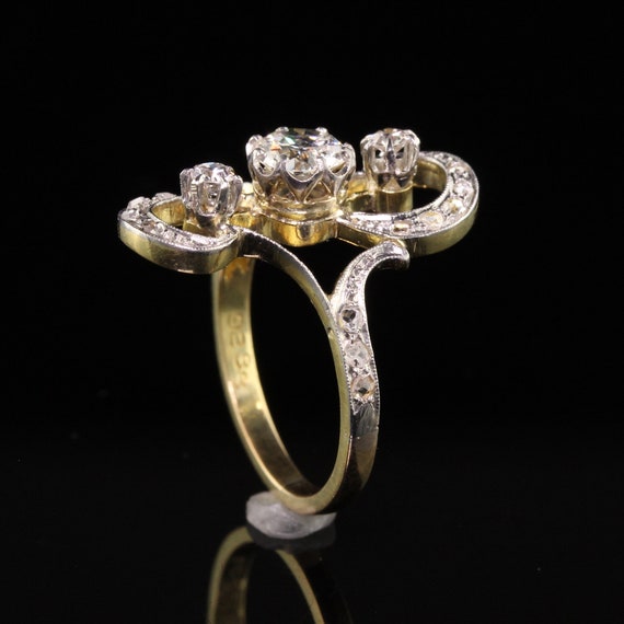 Antique Edwardian French 18K Yellow Gold Platinum… - image 7