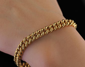 Antique Victorian 8k Yellow Gold Hollow Curb Link Chain