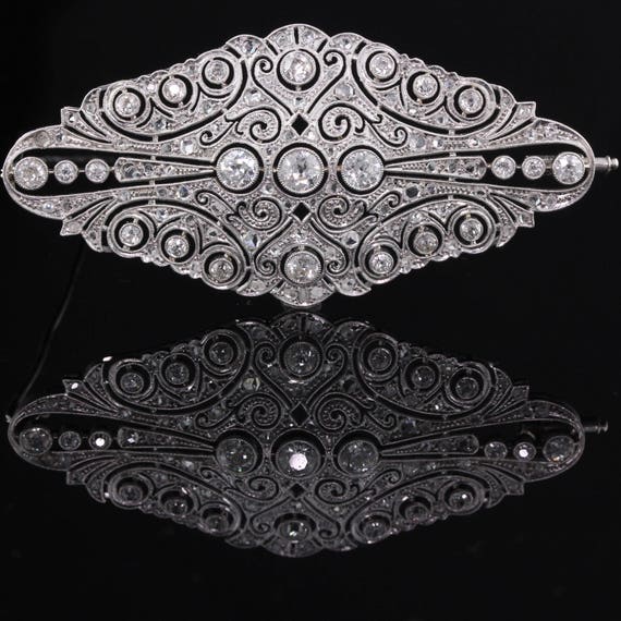 Antique Art Deco Platinum & Diamond Brooch - image 3