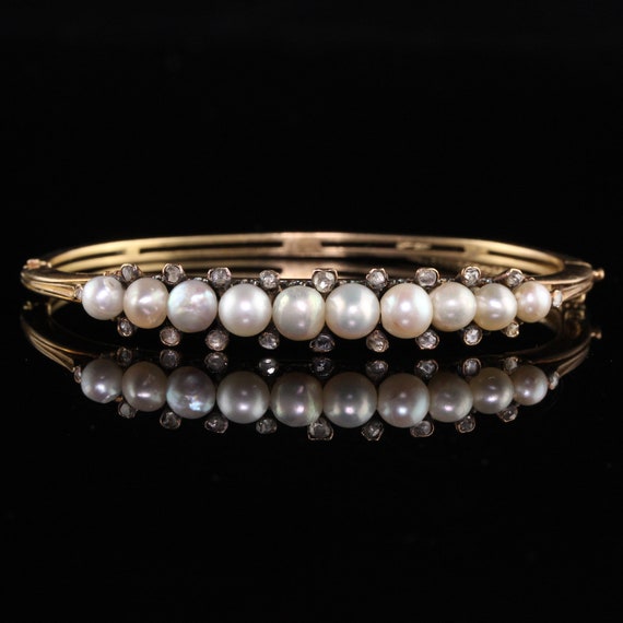 Antique Victorian 18K Yellow Gold Natural Pearl R… - image 4